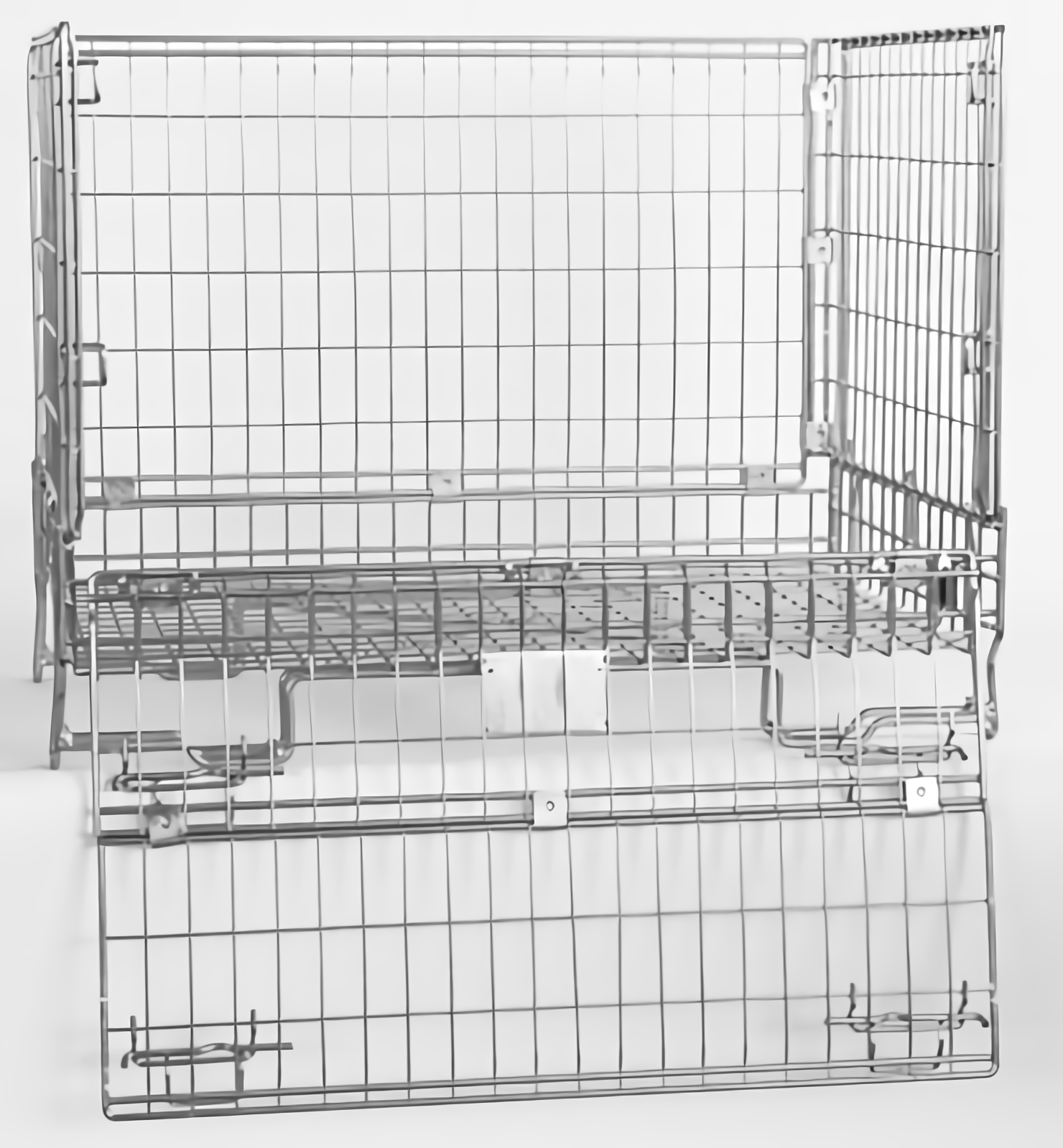 Galvanized Foldable Industrial Wire Container Stackable Space Saving