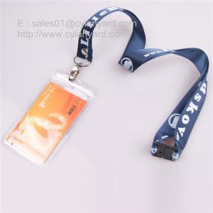 Cheap Customized printed nylon lanyard with vertical plastic badge for sale