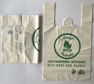 Cheap Awesome Quality Compostable T Shirt Plastic Bags, Corn Starch Plastic Bag / Compost T-Shirt Bag / 2.5mil Thickness Plast for sale