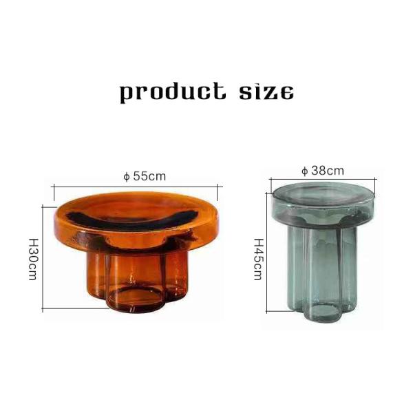 AMS 01 Tempered Glass Top Coffee Table Round High And Low Combined Glass Coffee Table