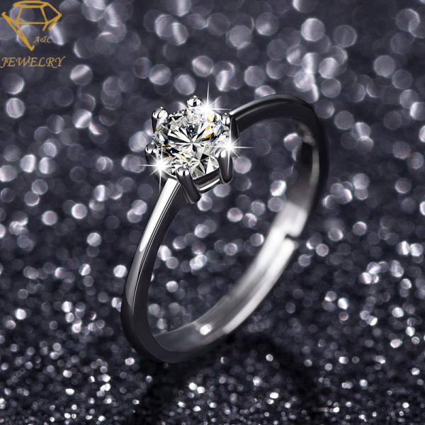 Rhodium Plating 925 Sterling Silver Diamond Ring Pave Setting