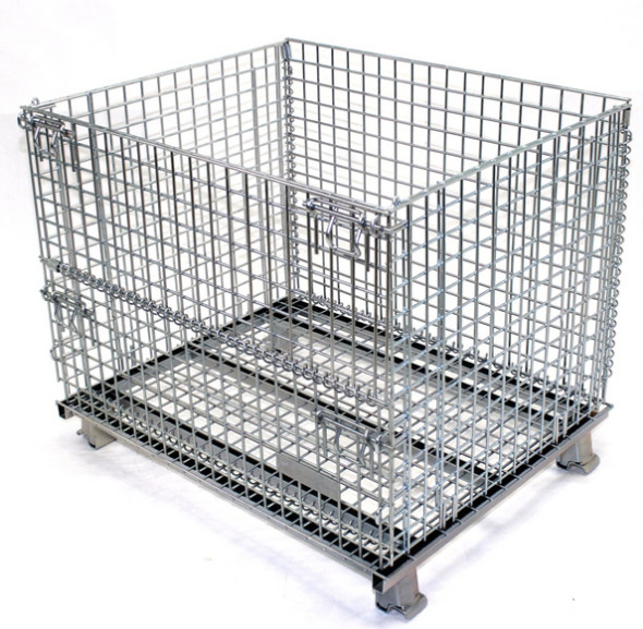 Portable Stackable Storage Cages , Folding Wire Mesh Container Sizes Custom