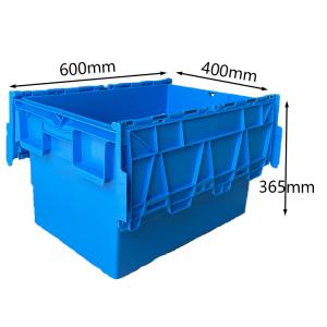 China 600x400x365mm Plastic Moving Box Warehouse Load 50Kg HDPE Plastic Crates on sale