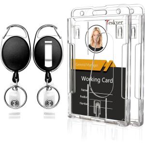 Pack Badge Holder Retractable Clip Heavy Duty Reels With Vertical Sliding ID