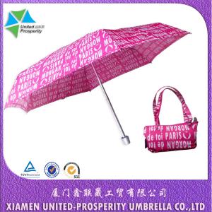 Cheap Pink Letters Pattern Triple Folding Aluminium Umbrella for sale