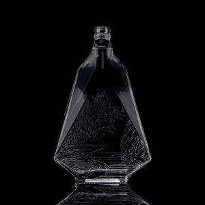 China Thick Bottom Clear Flint Glass Bottle for Gin Whisky Rum Tequila and Brandy 2022 Design on sale