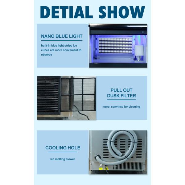 40kg Commercial Automatic Ice Cube Maker Machine 18kg Storage R290