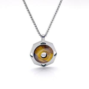 Buy cheap Stainless steel men's tiger eye stone necklace retro pendant titanium steel lock from wholesalers