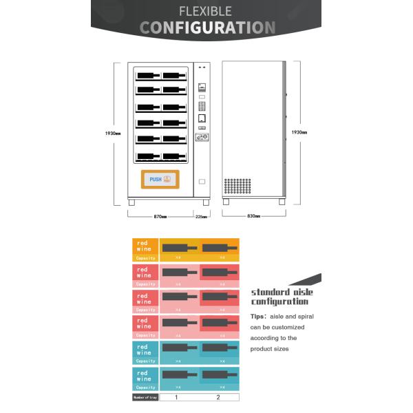 Red Wine Refrigerated Vending Machine CE certification LED Lighting