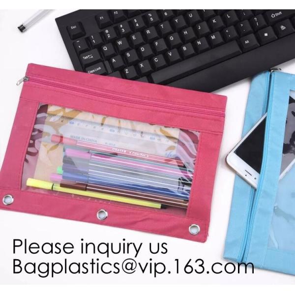 Stationery products Pencil Pouch Pvc Portable Pencil Case For Students,3 Ring Binder Zippered Pencil Pouches with Clear