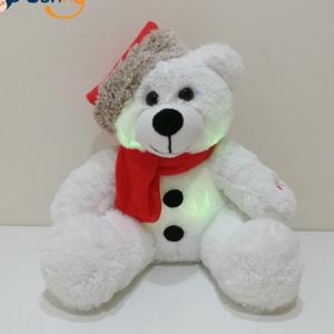 China Xmas LED Lighting Plush Bear With Santa Hat Kids Gift LED Bear Children Plush Toy on sale