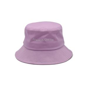 Cheap Letter Flat Embroidery Fisherman Bucket Hat Woven Patch 100% Cotton Twill Purple for sale