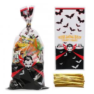 Cheap Custom Printed Cellophane Treat Bags With Twist Ties For Halloween for sale