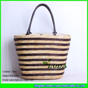 China LUDA hot sale straw beach totes striped fashion wheat straw handbag on sale