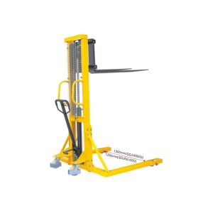 0.5 Ton Manual Straddle Pallet Stacker With Adjustable Forks Yellow Color