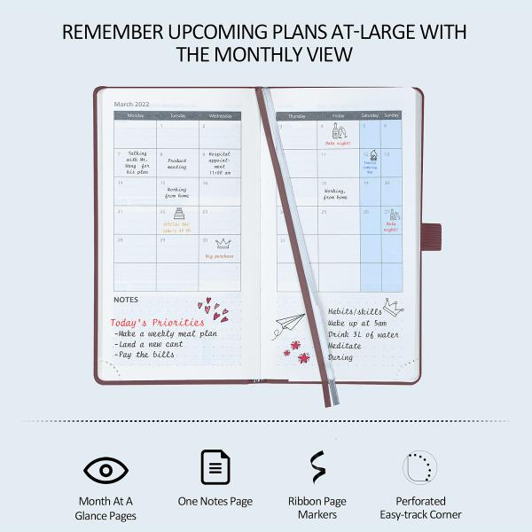 PU Leatherette Vertical Weekly Planner With Daily Schedule 2023 2024