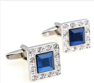 New promotional printed logo crystal zinc alloy cufflinks business corperate