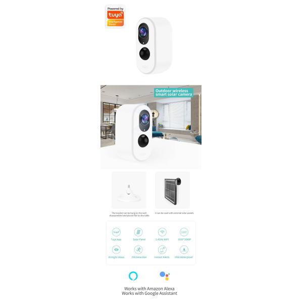 Waterproof Solar Powered Wireless Security Camera Night Vision Remote