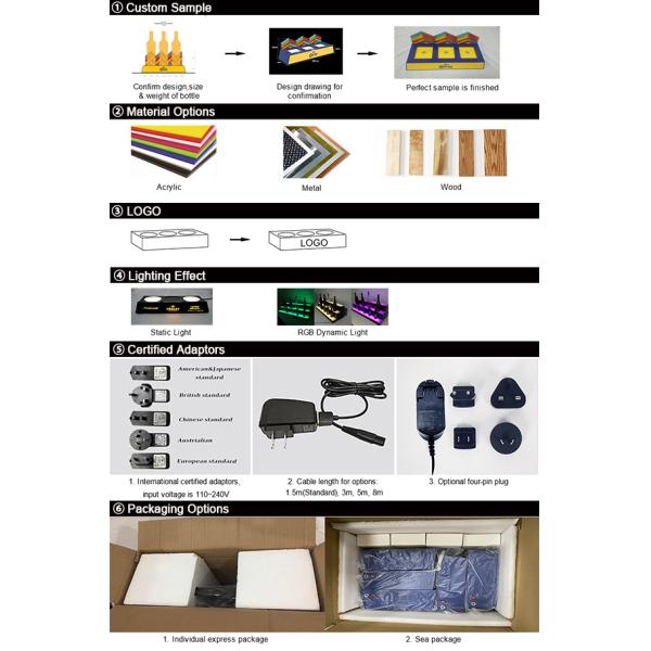 Whisky Alcohol Display Acrylic Bottle Glorifiers LED Light Base