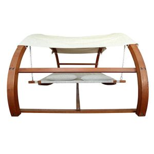 Cheap Garden Outdoor Double Arched Larch Frame White Hammock Swing Bed With Canopy for sale