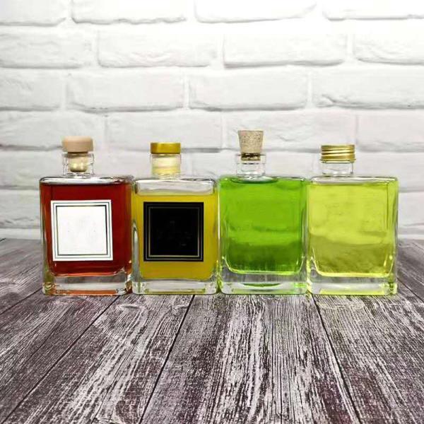 Flat Square Glass Beverage Bottles 280ml With Customized Logo