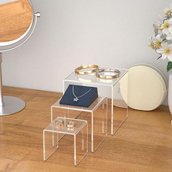 Transparent Acrylic Display Rack Risers Stand Showcase For Dessert Jewelry Dispaly