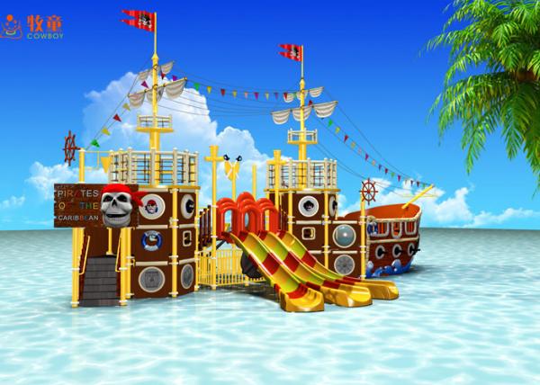 Quality Indoor Water Park Pool Water Slide Colorful Pirate Ship Heat Resistant Material wholesale