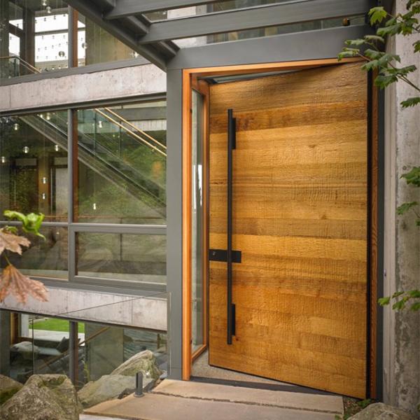 Simple Single Solid Oak Front Doors With Glass , Main Wooden Door Designs For Home