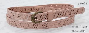 Cheap Old Brass Buckle Pink PU Ladies Stretch Belts With Punching Patterns for sale