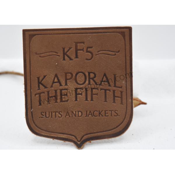 Brown PVC TPU Stitched On Jeans Leather Label SGS Embossed Leather Tags