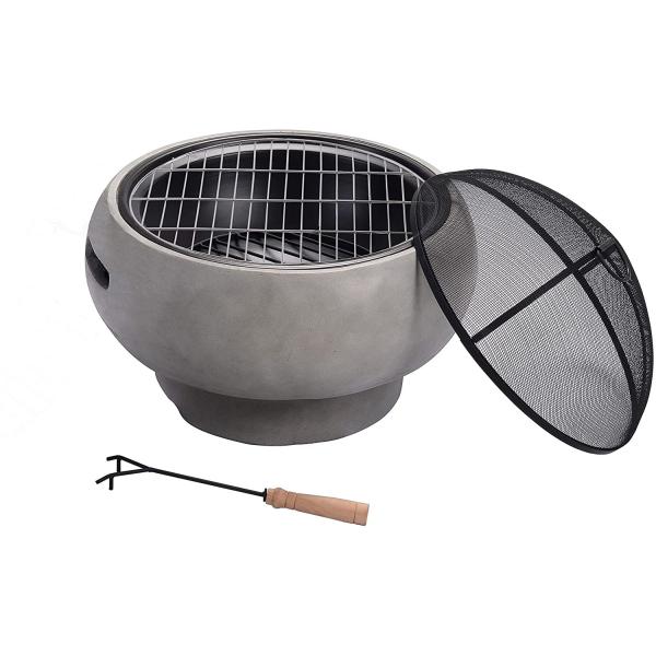 Minimalism Style Round Charcoal Grill As Fire Pit Concrete For Warming