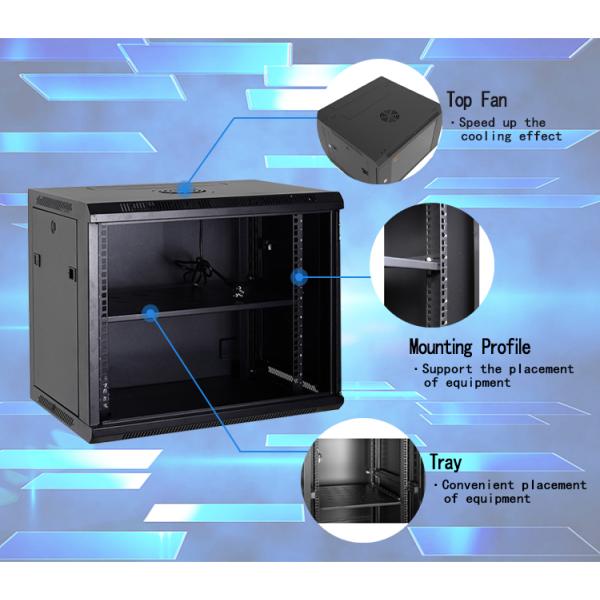 Black SPCC 15U Vented Door Wall Mount Server Rack Cabinet Rack Mount Data Network Enclosure 19-inch IT Network Cabinet