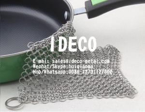 Cheap Stainless Steel Chainmail Scrubbers, Chain Mail Small Rings Cast Iron Skillet Cleaner, Pan Pot Scraper for sale
