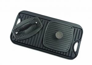 China 51.2*26.5cm Cast Iron Grill Griddle Bbq Griddle Pan With Press on sale