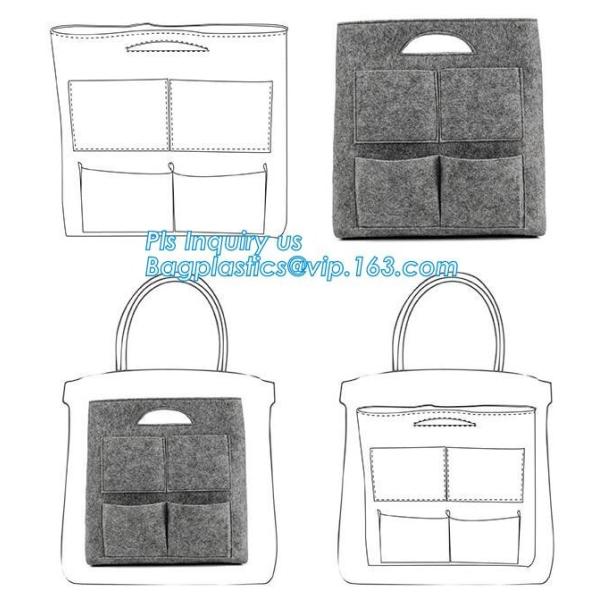 Eco-Friendly Grey Reusable Felt Grocery Shopping Handbag Tot Bag For Women Men,Mesh bags,Shopping bags, Drawstring bags,