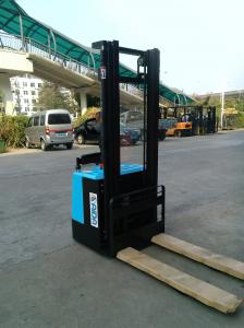 Cheap Solid Tire Electric Stacker Forklift 5000mm Hight Stand On Type for sale
