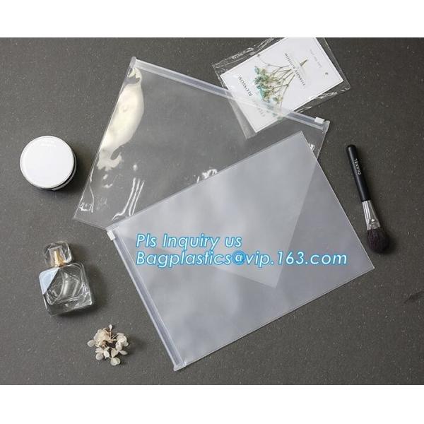 Stand up clear/transparent cosmetic PVC zipper bag/pouch, Eva Clothing Packaging Plastic Clear Zipper Bag With Slider