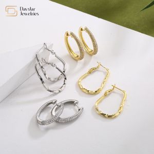 China Geometric Rhinestone 18k Gold Plated Earrings , Diamond Huggie Hoop Earrings on sale