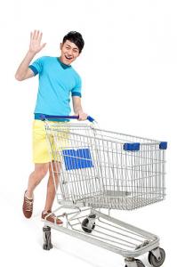 China Metal Supermarket Shopping Trolley , Supermarket Grocery Shopping Cart on sale