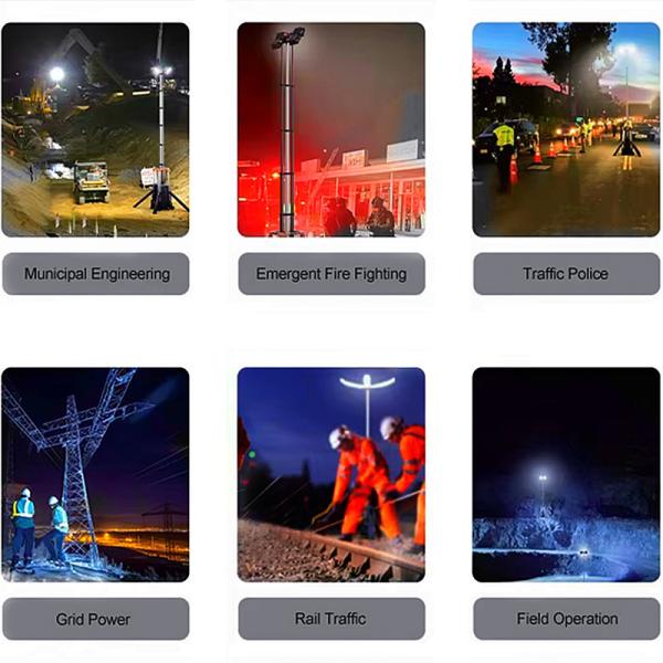 Zero Emissions Solar Light Tower Extendable Mast Generator Light Trailer Portable Industrial Light Towers