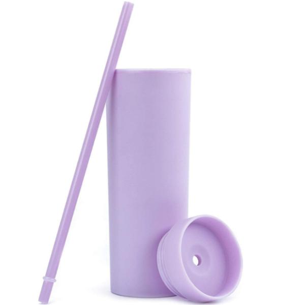 16oz Double Wall Plastic Acrylic Tumblers Reusable With Straw