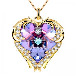 Cheap 18 Inch 8.2 Austrian crystal Necklace Big Heart Necklace Crystal Rose Gold Colorful Crystal Womens Necklaces Gold for sale