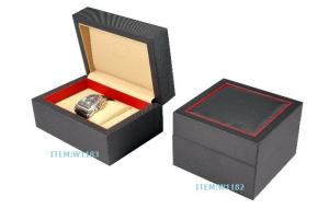 Cheap Black Wooden Watch Boxes with Red Frame outside top and kidney pillow inside for sale