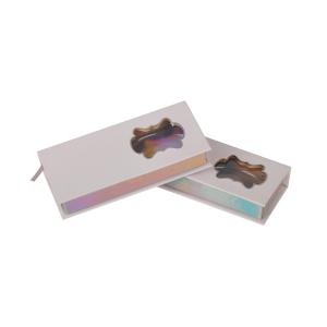 Cheap Cardboard White Eyelash Boxes With Holographic Effect Clear Window for sale