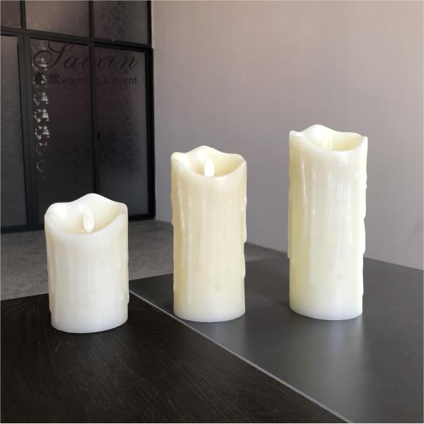 2021 Battery Operated Warm White Flat Flickering LED Pillar Candles For Wedding Candelabras
