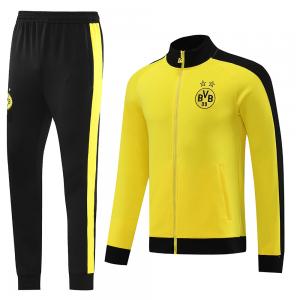 Cheap Yellow Old Football Tracksuits Set Embroidered Printing Football Training Suit for sale