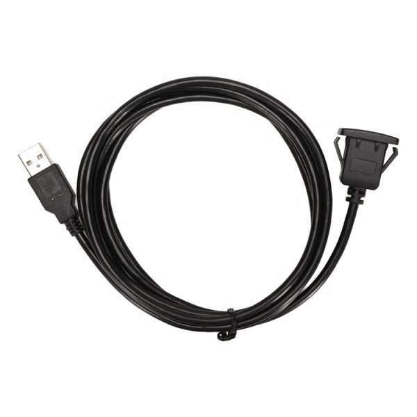Waterproof Flush Panel Mount Male to Female Socket USB Extension Wire Cord Cable for Car Truck Boat Motorcycle Dashboard