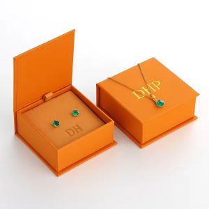 China Elegant Bright Orange Jewelry Box Magnetic Closure Gift Box With Flip Flap on sale