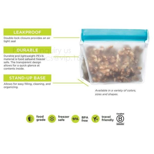 Silicone Plastic Packaging Food Zip Silicon Freezer Fresh Vegetable Storage Bags Fresh Fridge Food Preservation Bag Reus