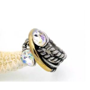 Buy cheap Fashion Silver Gold Two -Tone Crossover Cubic Zircon Gemstone Women Ring (R-91) from wholesalers